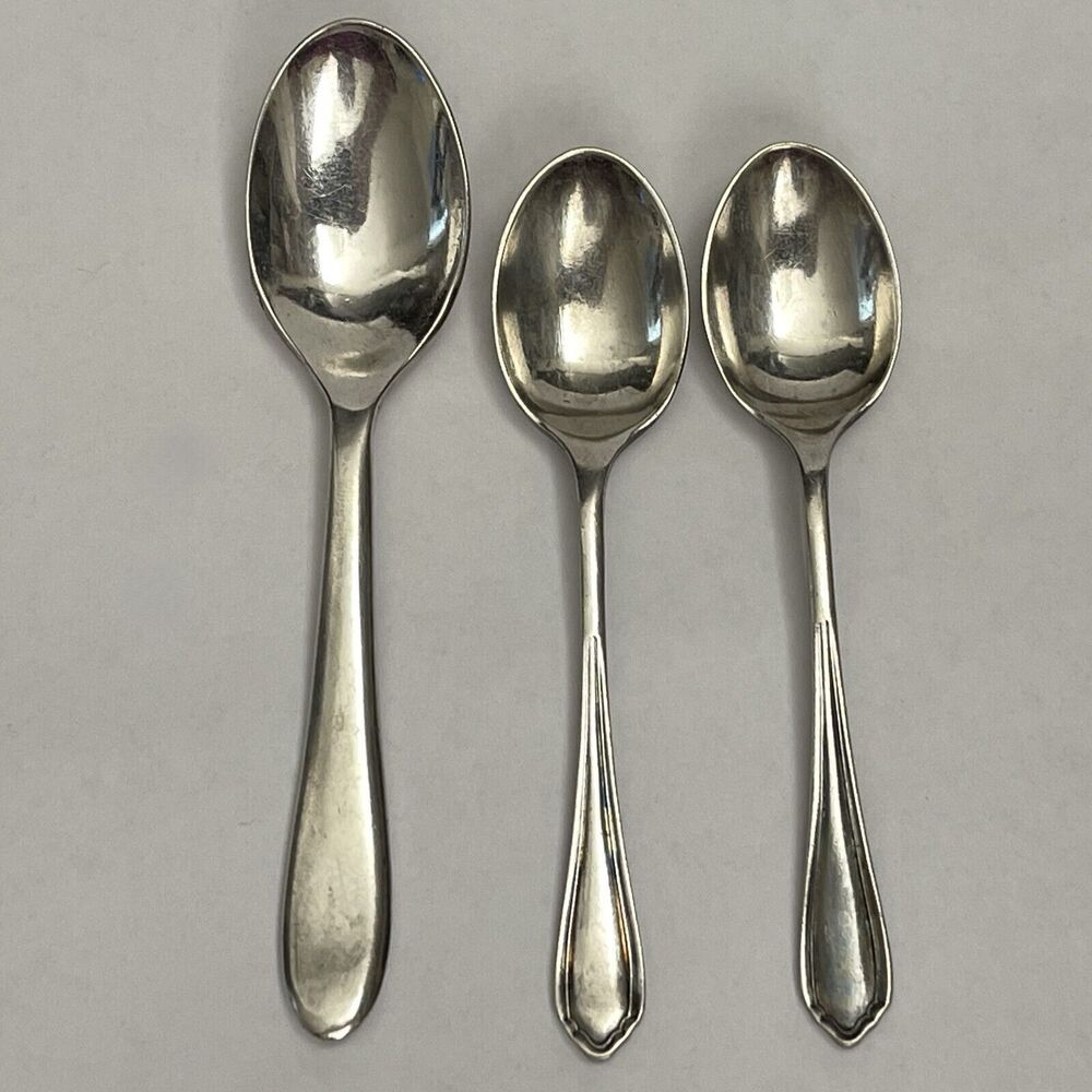 Silver-plate? Baby Spoons HA EA FA EP A1 3 7/8"‎ and 3 1/2" Lot of 3